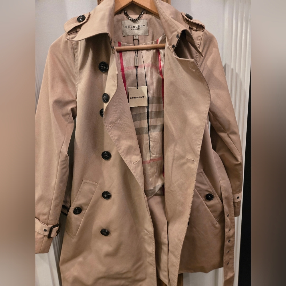 Burberry London Copycat Trench Coat S Beige Nova Check Belted - Picture 8 of 9